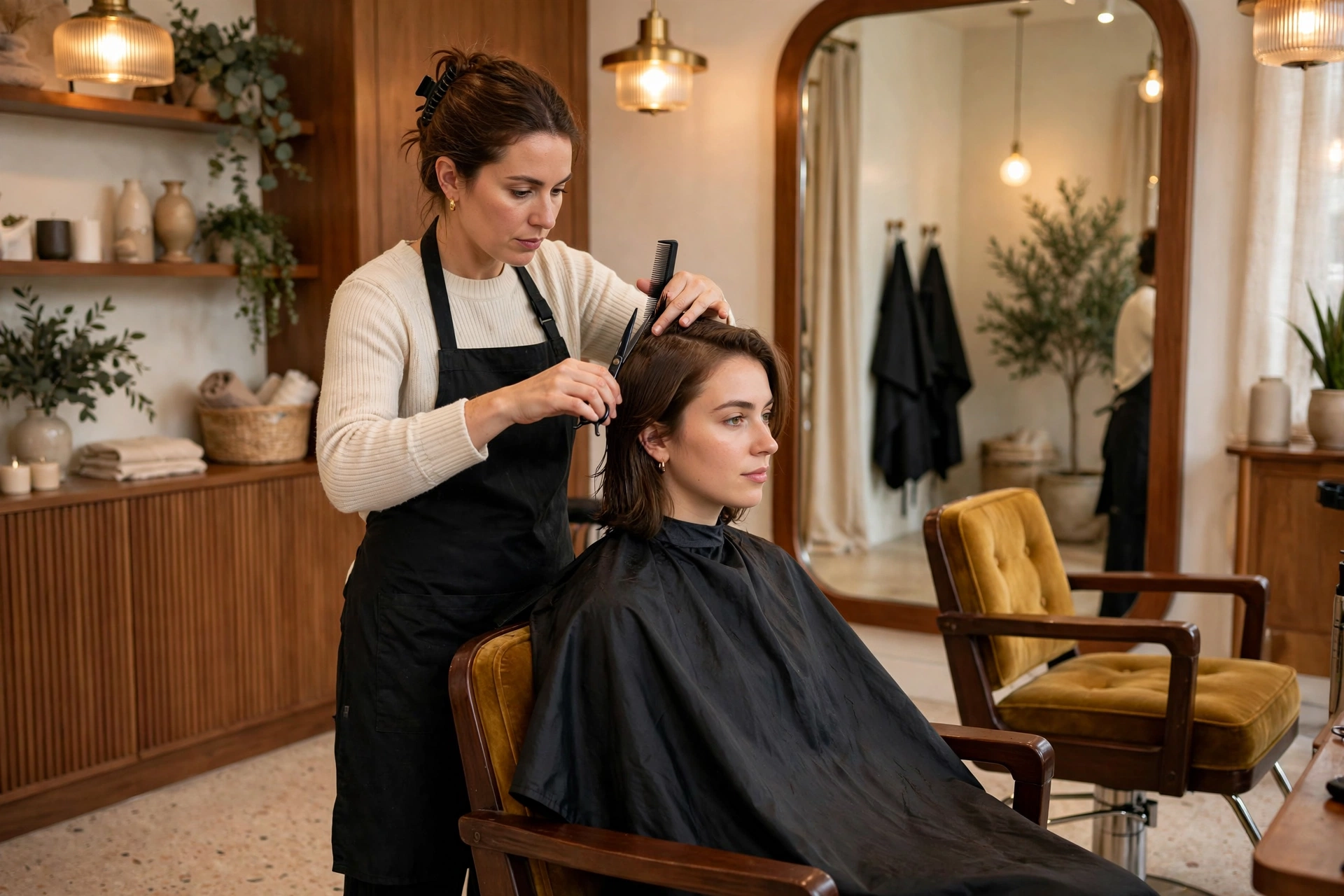Stylist giving a precision haircut at Adele Salon (concept image)