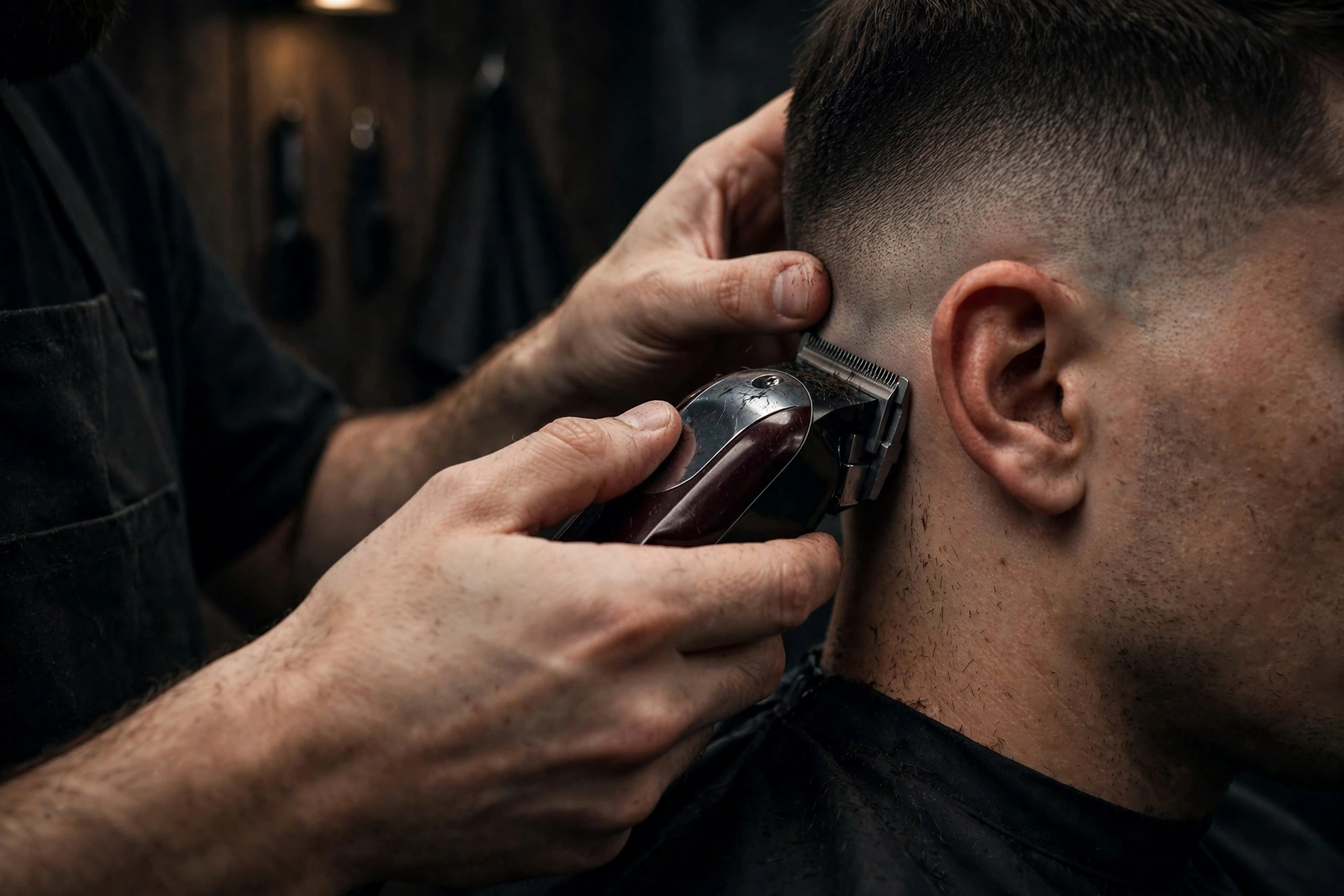 Concept image of a precise skin fade haircut