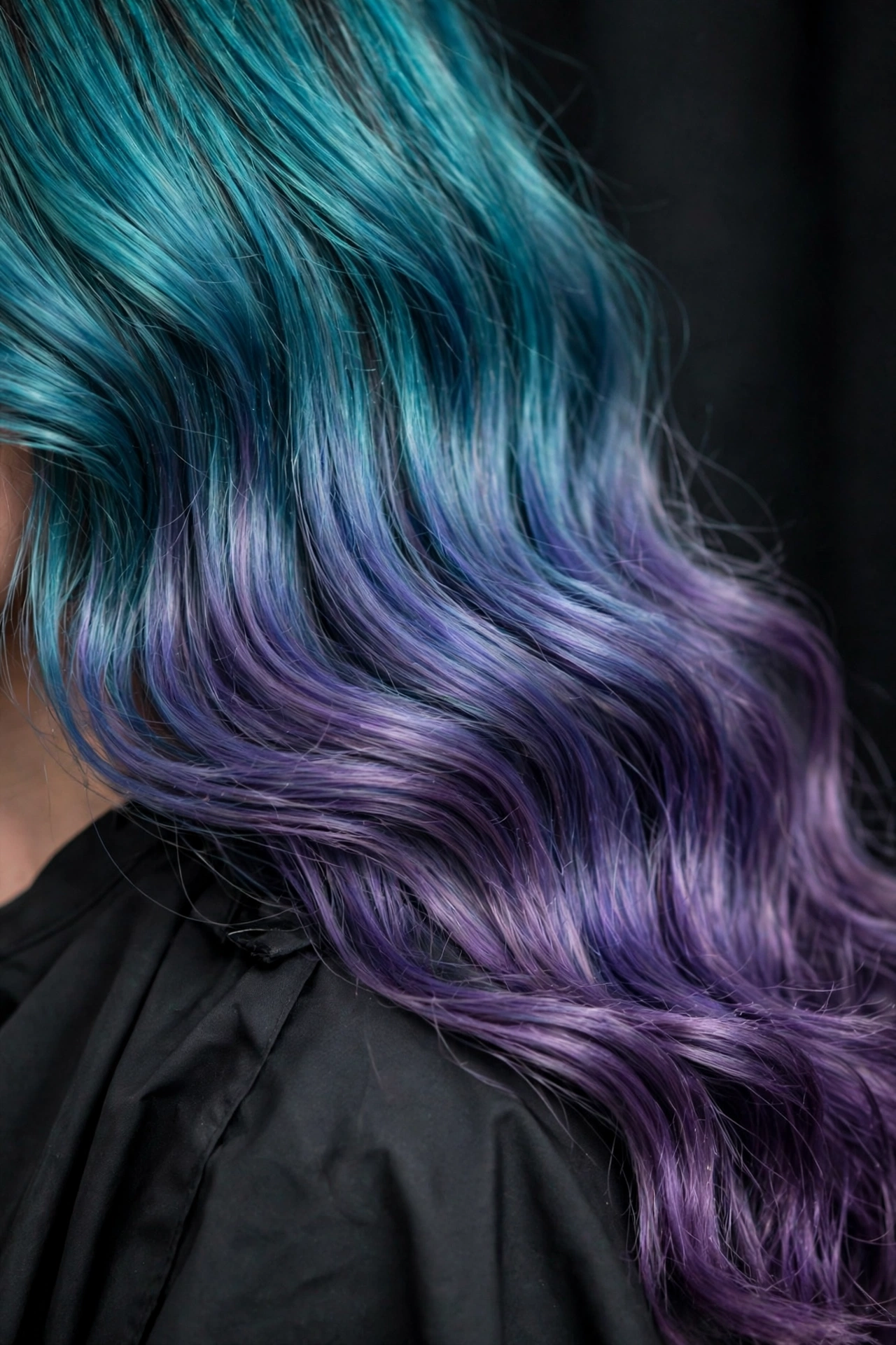 Concept image of vivid teal to purple fashion color