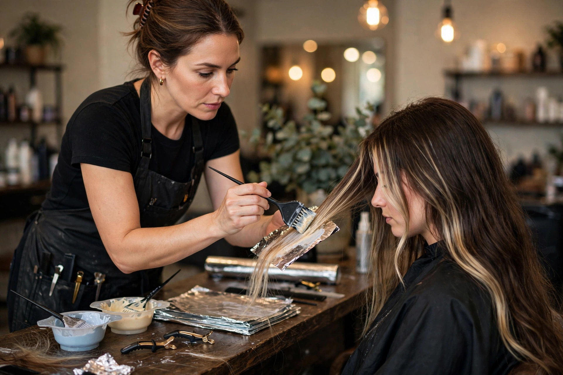 Balayage color service, concept imagery