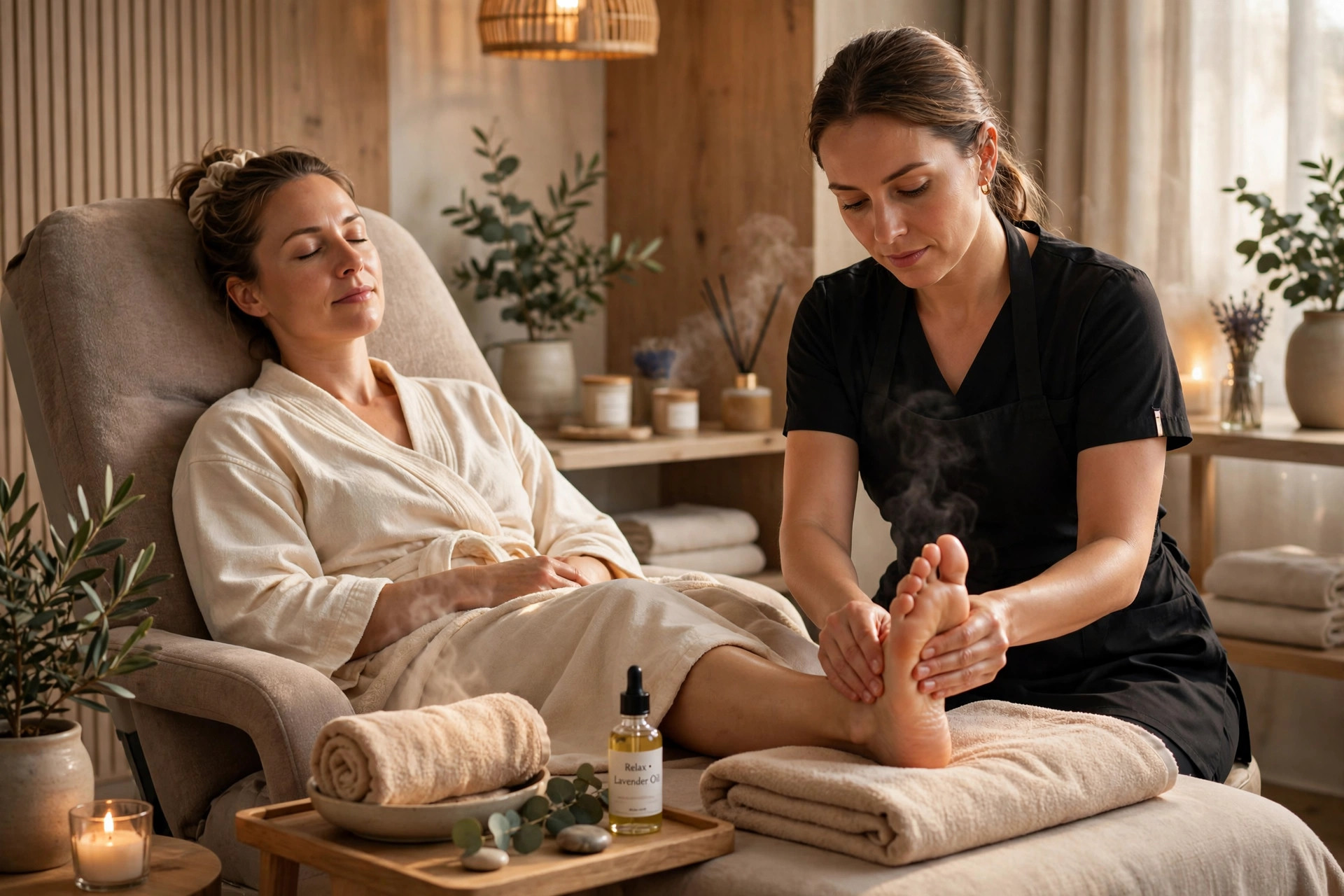 Concept image: foot massage and reflexology treatment