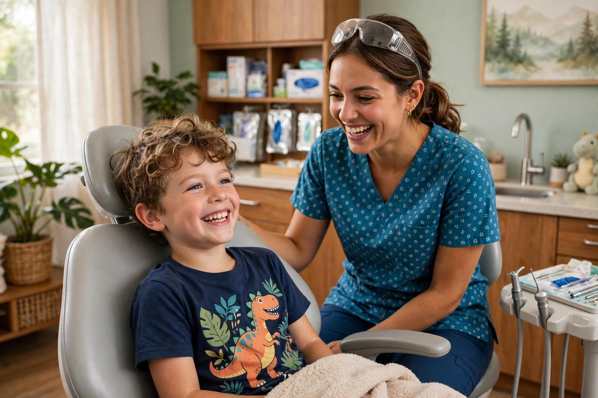 Concept image: a happy young patient after a dental visit