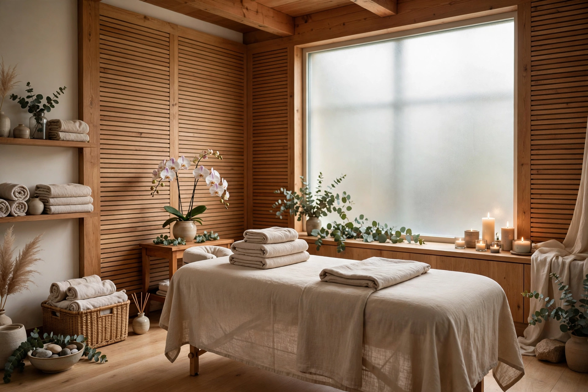 Serene treatment room at a day spa