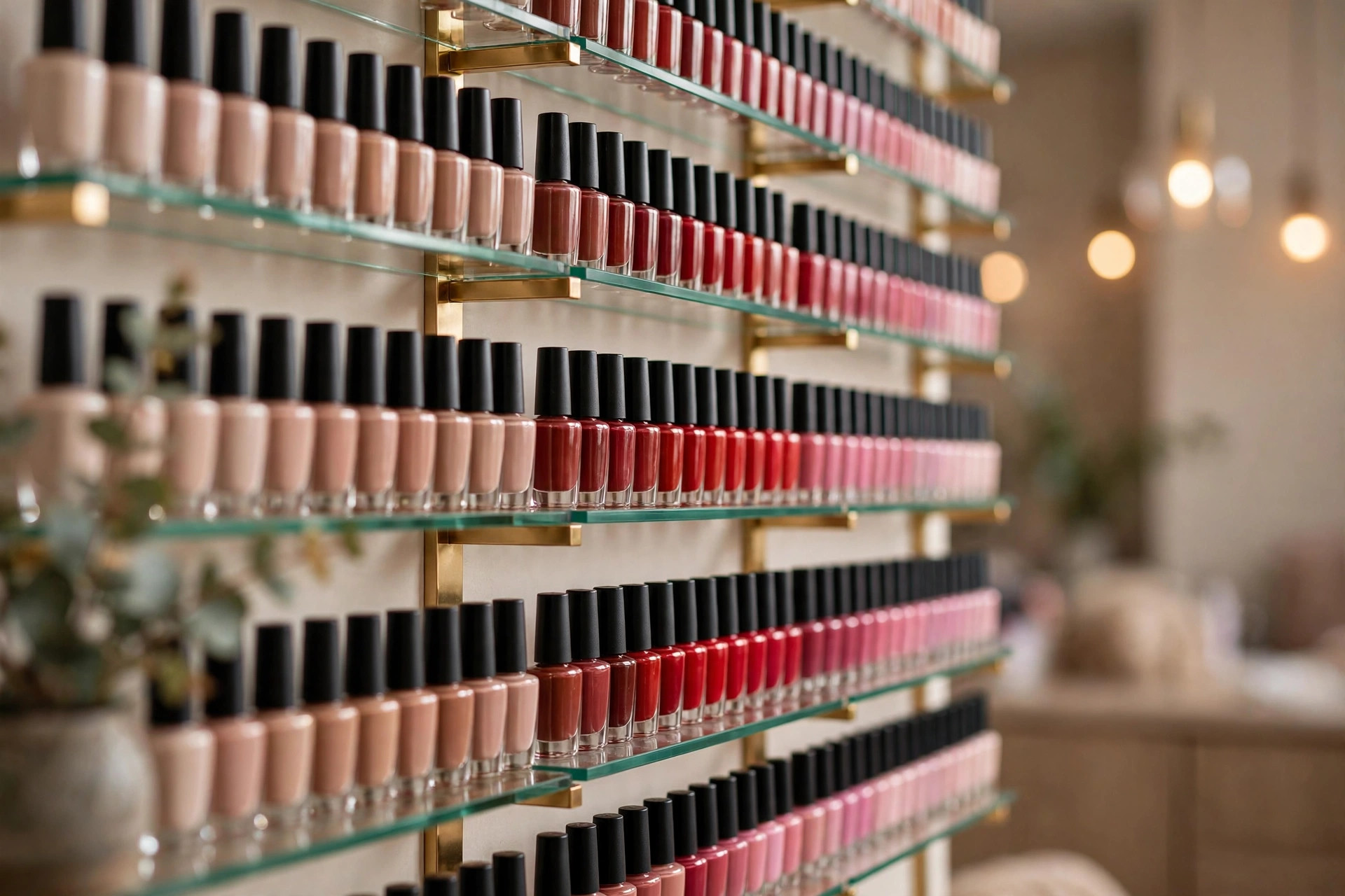 Wall of nail polish colors
