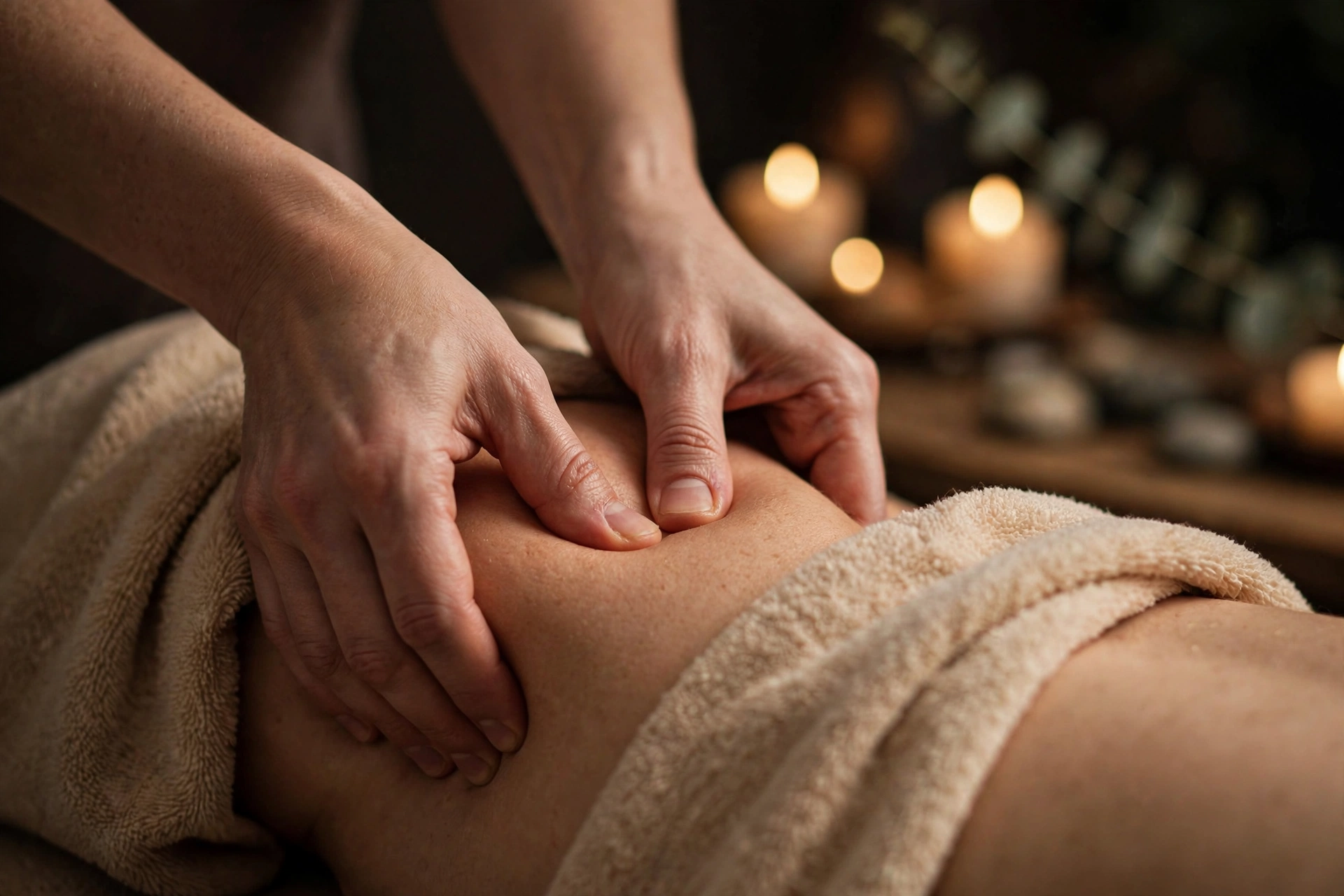 Therapist giving a deep tissue shoulder massage