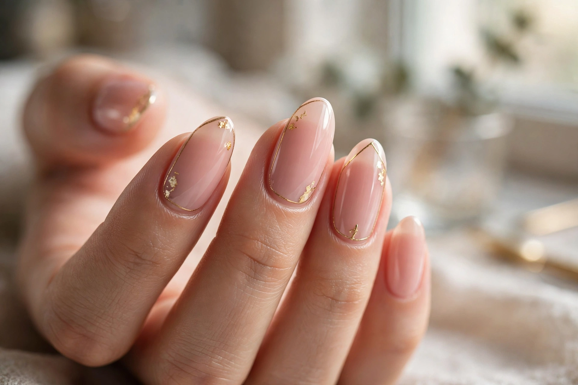 Shellac manicure with nail art