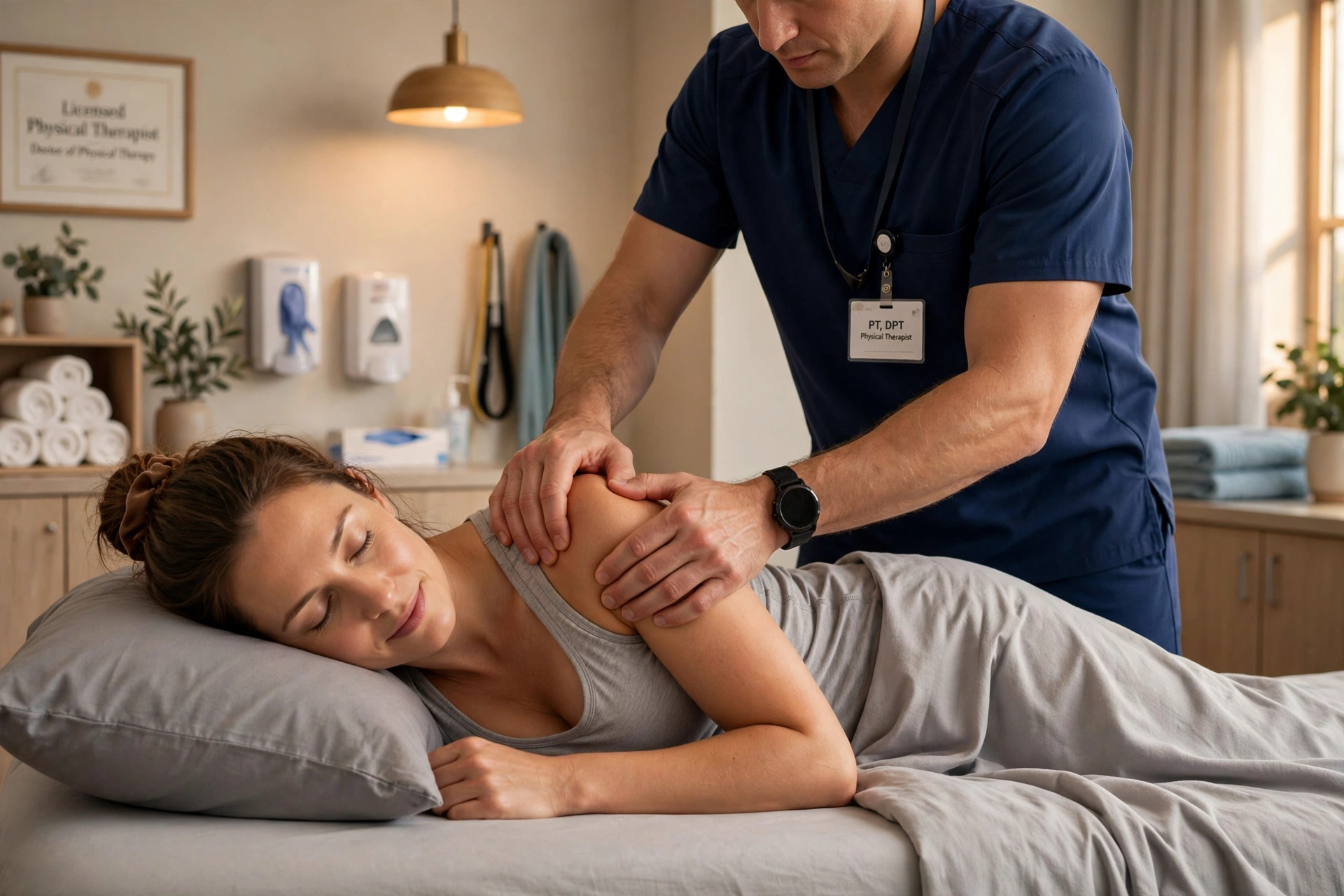Concept image: one-on-one manual therapy session in a modern clinic