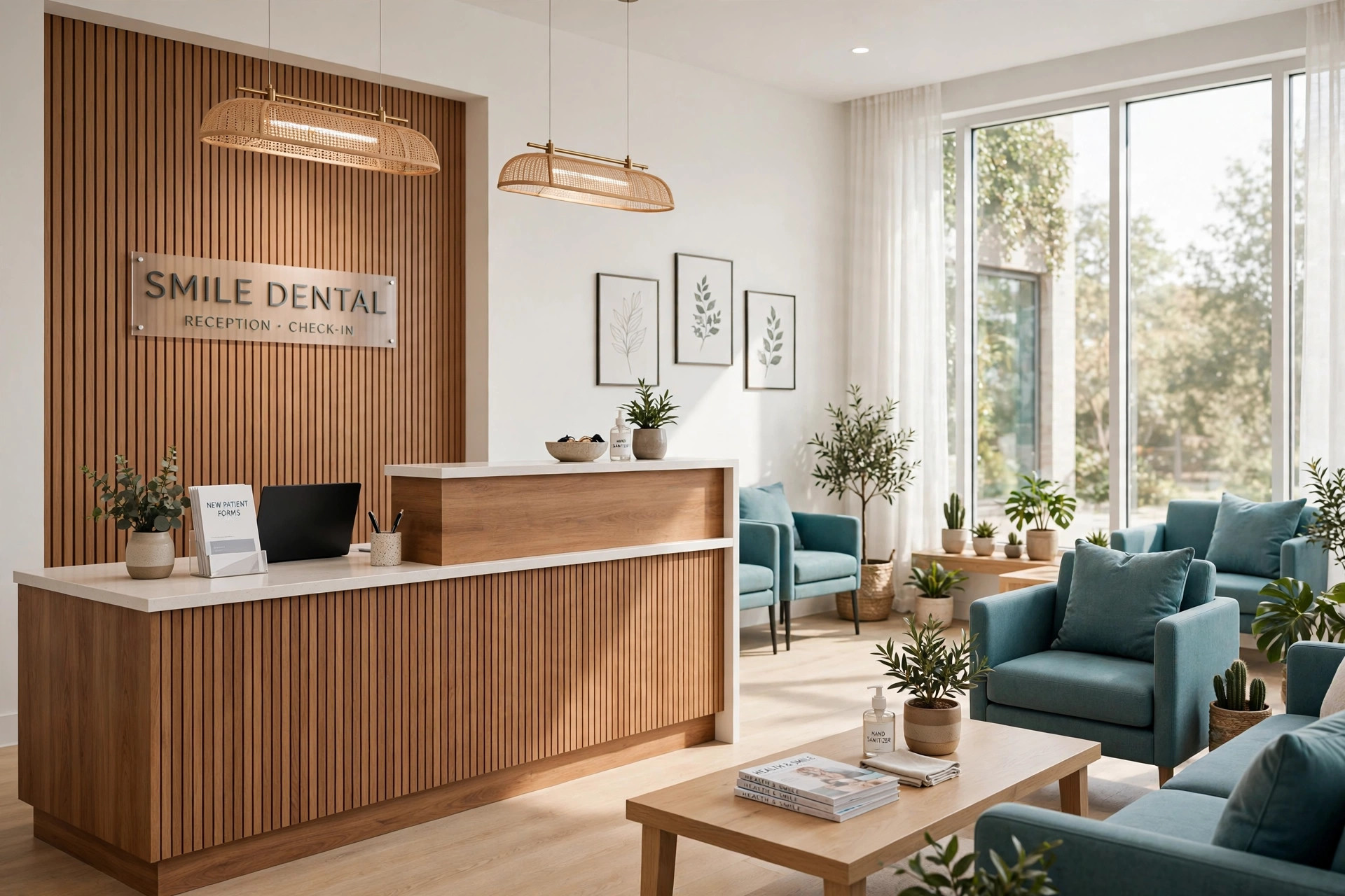 Bright modern dental office reception