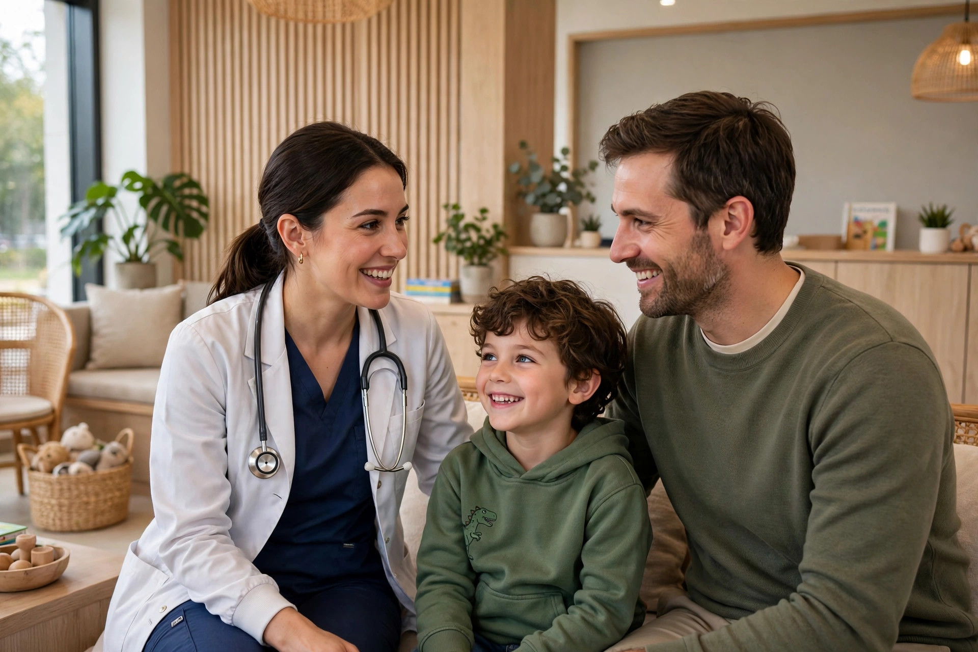 Concept illustration of a family-friendly dental visit