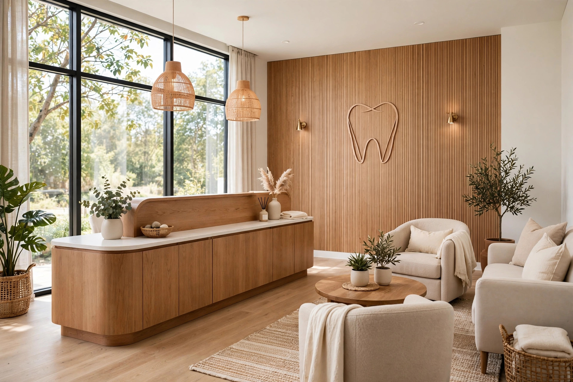 Concept image of a bright modern dental reception